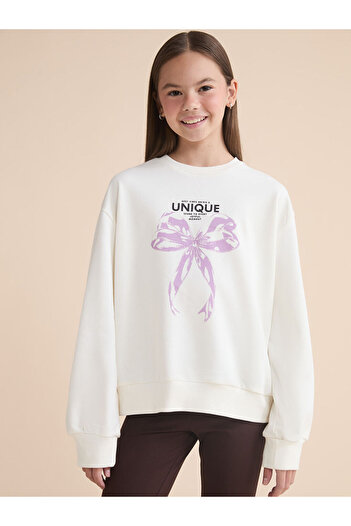 LC Waikiki Crew Neck Printed Girl's Sweatshirt