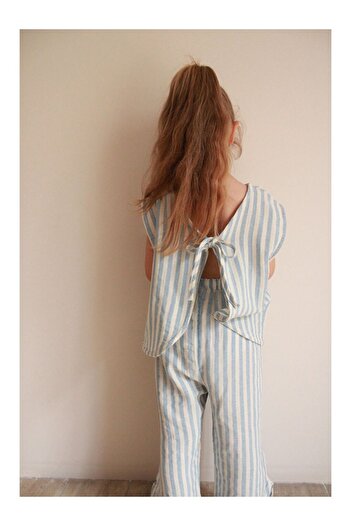 LC Waikiki Blue Striped Back Detailed Muslin