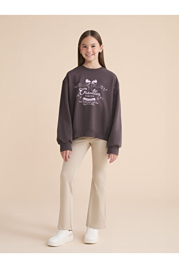 LC Waikiki Crew Neck Printed Girl's Sweatshirt