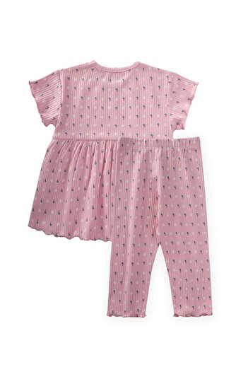 LC Waikiki Patterned Corded Tunic 1-8 Years Pink