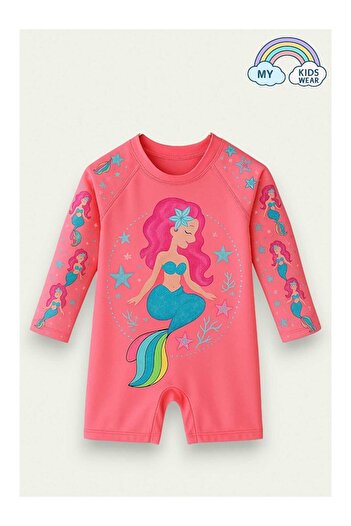 LC Waikiki Girls' Long Sleeve and Zippered Swimsuit 2 -10 Years 11903