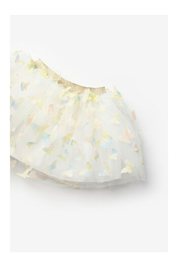 LC Waikiki Yellow Butterfly Appliqued Girl's Tulle Skirt - Pauline