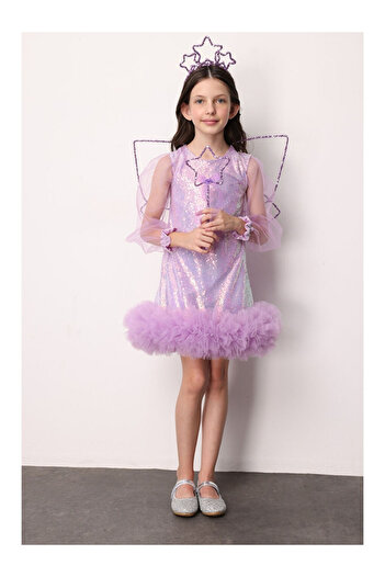 LC Waikiki Lilac Sequin Skirt and Tulle Girl's Dress - Balenca