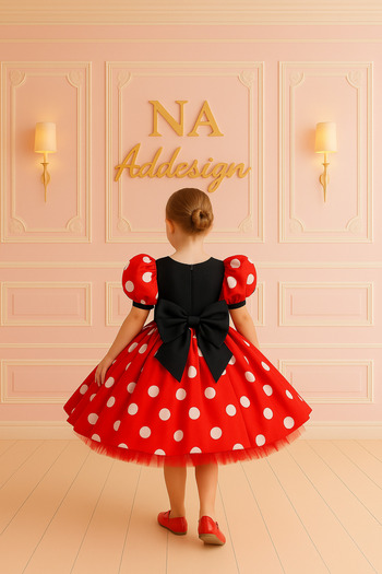 NA ADDESIGN Minnie Concept Polka Dot Fluffy Dress – Red and White Dots
