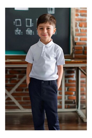 LC Waikiki Navy Blue Boys' Regular Cotton Stretchy Elastic Chino Woven School Trousers