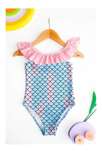 LC Waikiki Girl's Swimsuit with Cross Ruffle Straps