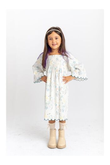 LC Waikiki Girl's Patterned Embroidered Poplin Dress