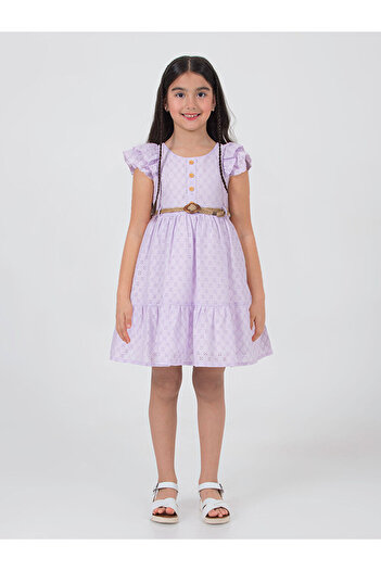 LC Waikiki Gilrs Girl's Dress 6-9 Years Lilac