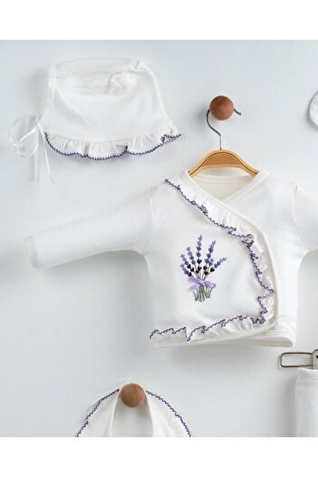Bolly Baby Lavender Embroidered 100% Cotton Set of 5 Hospital Release Newborn Baby Girl