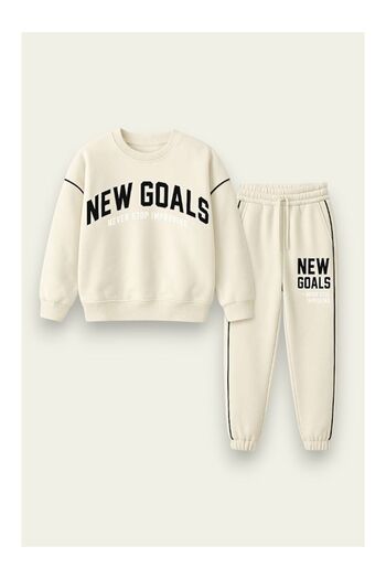 LC Waikiki Unisex New Goals Printed Cotton 3 Thread School Tracksuit 3-12 Years 12056