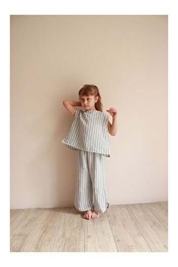 LC Waikiki Blue Striped Back Detailed Muslin