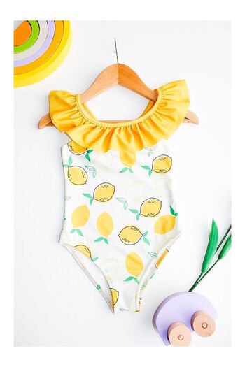 LC Waikiki Girl's Swimsuit with Cross Ruffle Straps