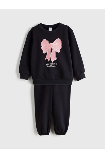 LC Waikiki Printed Girls' Sweatshirt and Sweatpants