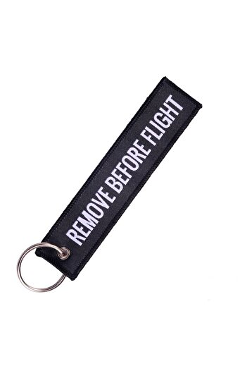 INGENIO Keychain Auto Moto Fabric Black Remove Before Flight 13cm
