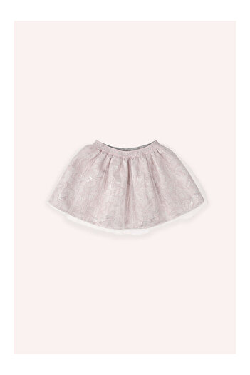LC Waikiki Girl's Tulle Detailed Elastic Waist Skirt Pink
