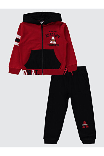 LC Waikiki Hooded Boy's Tracksuit 2-5 Years Old Red