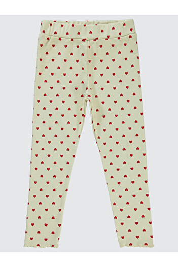 LC Waikiki Girls' Leggings 6-9 Years Old Ivory