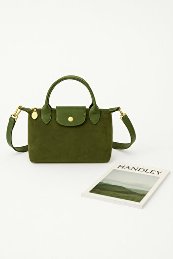 Handley Lilyana – Suede Hand and Shoulder Bag with Leather Detailing