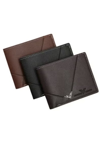 VEYA 3pcs/set Men's Faux Leather Wallet, Soft Wallet with Stylish Plaid Pattern Large Capacity with Multiple Card Slots