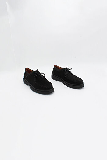 ENDİCAN 568 02422-S Men's Genuine Leather Shoes Black Suet