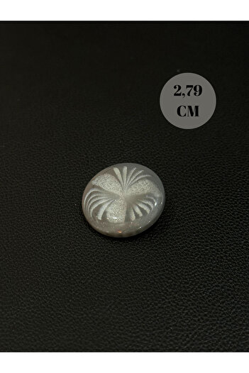 aensia Gri İçi Simli Çizgi Kelebek Desenli Polyester Kaban Ceket Düğmesi 2,79 CM - 1 ADET