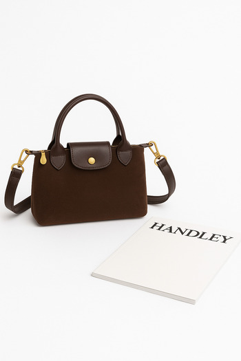 Handley Lilyana – Suede Hand and Shoulder Bag with Leather Detailing