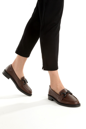 SH SİLVER MODA Women's Loafer Moccasin Casual Buckle Daily Soft Shoes