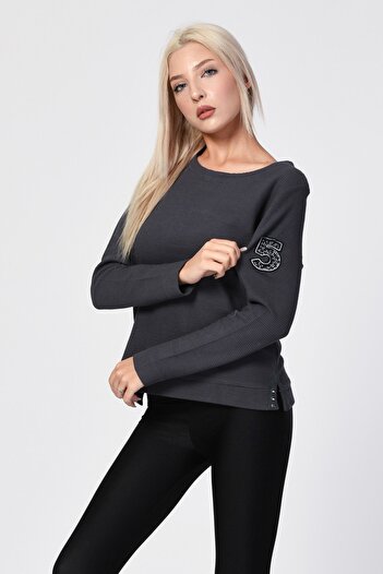 Zegy Crew Neck Blouse - Anthracite