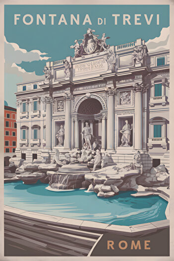Lucena Fontana di Trevi Roma Italia Pictură decorativă de perete vintage din lemn MDF