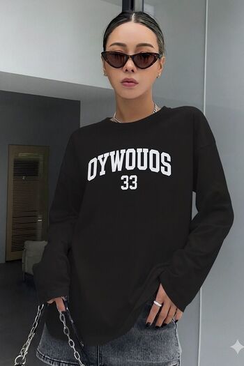 Machetta Women's New Oywouos Printed Long Sleeve T-Shirt