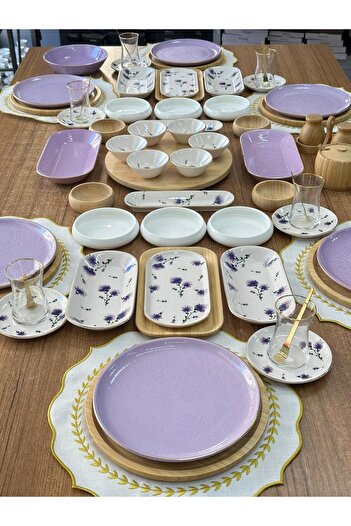 MD MİMOZA DEKOR Breakfast Set 70 Pieces for 6 People Bamboo&Bloom