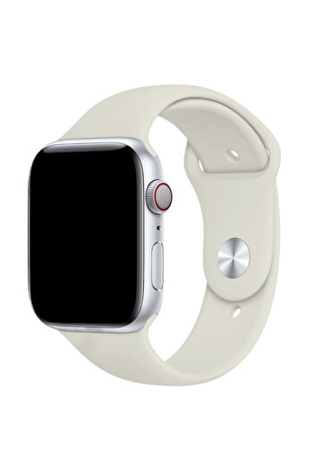 Compatibil Apple Silicone strap, Apple Watch 2/3/4/5/6/7/8/9/10 42mm/11 42mm/SE, 38/40/41/42mm S/M, Antique White