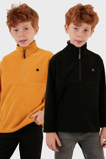 Lela Soft Textured Zippered Stand Collar Ribbed 2-Pack Fleece Children's Polar 5905002S2