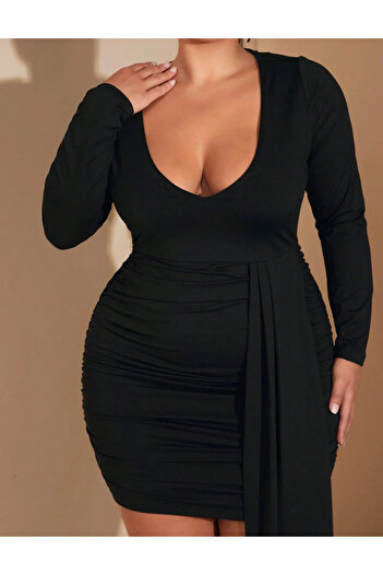 SHEIN Curve+ mini dress, black
