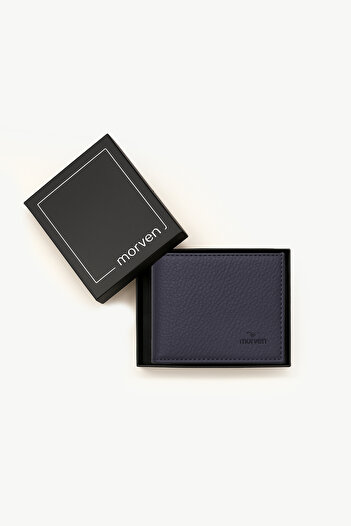 Morven Erkek Lacivert Basic %100 Deri Cüzdan