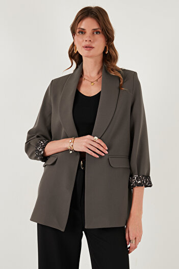 Lela Regular Fit Classic Collar Patterned Lining Detailed Blazer Jacket Jacket 6839227