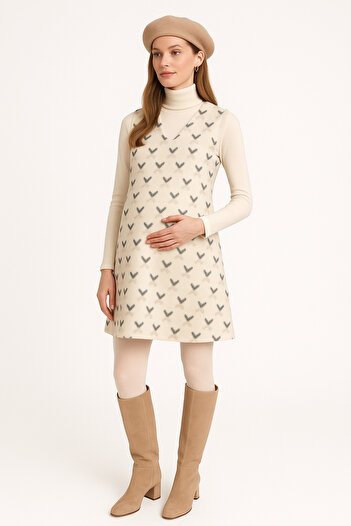 Misue Handmade Winter Maternity Dress, Maternity Gilet Dress, Winter Postpartum Dress, Winter Maternity and Postpartum Clothing