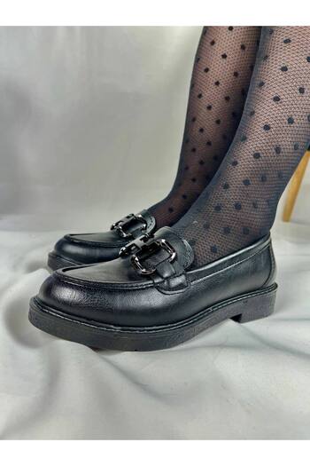 BESKAR Kb 805 Kuback Charcoal Skin Casual Women's Flat Shoes