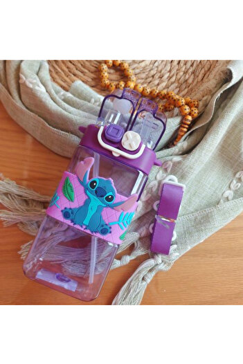 Generic Stitch cartoon character water bottles for kids. Available in various colors for school and outings.