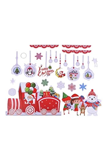 OEM Christmas Window Stickers with Santa Claus, Train, Child, No Trace Removal, 61 x 72 cm, Multicolor