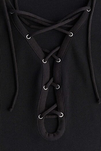 H&M Ribbed lacing-detail dress