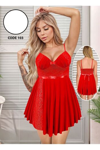 Nice Model Soft Lace Short Nightdress - Romantic Babydoll Lingerie with Silk Tie - Multiple Colors
