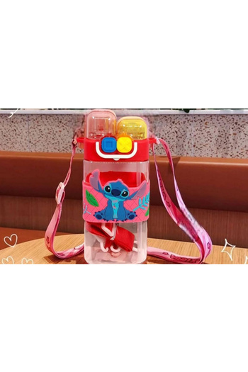 Generic Stitch cartoon character water bottles for kids. Available in various colors for school and outings.