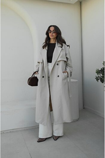 Havoş Stone Color Thom Belted Trench Coat