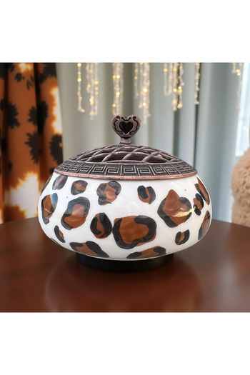 Çiporcal Poyraz Leopard Sugar Bowl Hand Decoration