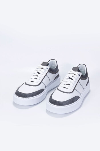 Vantaggio Biagi White 100% Genuine Leather Men's Sneaker Shoes