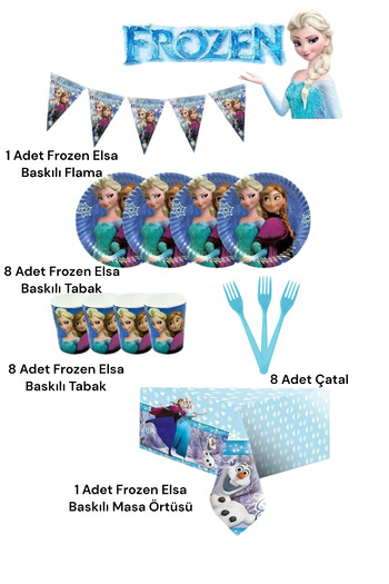 Evabrite Frozen Elsa Themed Economical 8-Person Birthday Party Set - Elsa Concept Party Decoration