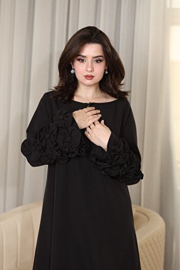 NKHM Black crepe jalabiya