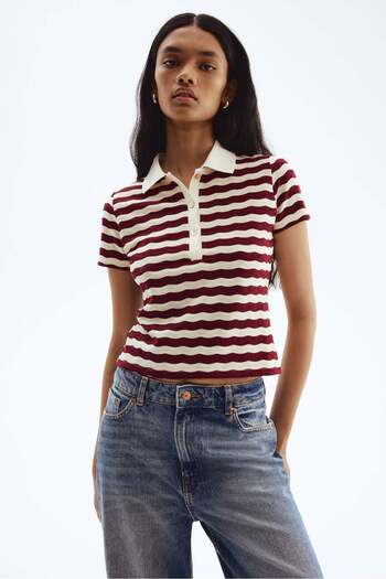 H&M Textured-knit polo shirt