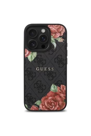 Guess Husa PU Leather 4G Roses MagSafe iPhone 16 Pro Max Negru